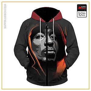 Tupac Shakur Zipped Hoodies - Tupac Shakur Cool Vectorized Artwork Gray Zip Up Hoodie RM0310