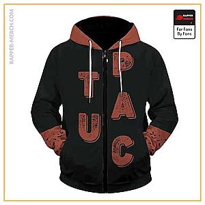 Tupac Shakur Zipped Hoodies - Tupac Shakur Cartoon Drip Artwork Black Zip Up Hoodie RM0310