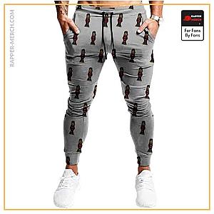 Tupac Shakur Jogger Pants - Tupac Shakur Cartoon Pattern Minimalist Gray Joggers RM0310