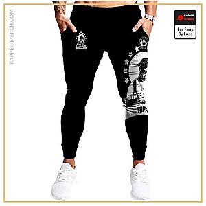 Tupac Shakur Jogger Pants - American Rapper Tupac Shakur Portrait Black White Joggers RM0310