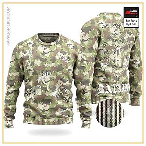 Tupac Shakur Sweatshirts - 2Pac Memorable Body Tattoos Camouflage Wool Sweatshirt RM0310