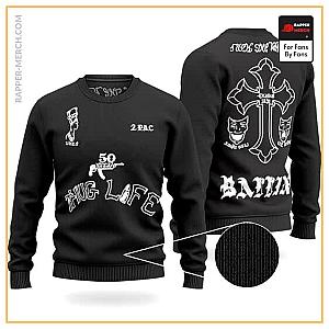 Tupac Shakur Sweatshirts - Thug Life Tupac Makaveli Body Tattoos Black Wool Sweater RM0310