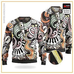 Tupac Shakur Sweatshirts - Musical Instruments Doodle Art Tupac Shakur Wool Sweater RM0310