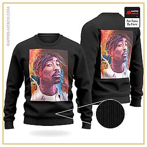 Tupac Shakur Sweatshirts - Tupac Makaveli Vibrant Painting Artwork Wool Sweatshirt RM0310