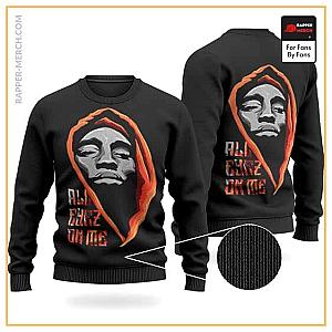 Tupac Shakur Sweatshirts - All Eyez On Me 2Pac Shakur Face Art Black Wool Sweater RM0310