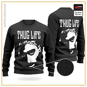 Tupac Shakur Sweatshirts - 2Pac Shakur Thug Life Silhouette Art Black Wool Sweater RM0310