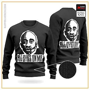 Tupac Shakur Sweatshirts - All Eyez On Me 2Pac Amaru Shakur Face Art Wool Sweatshirt RM0310