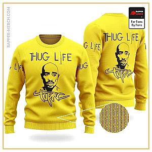 Tupac Shakur Sweatshirts - Dope Tupac Logo Thug Life Bullet Yellow Wool Sweatshirt RM0310