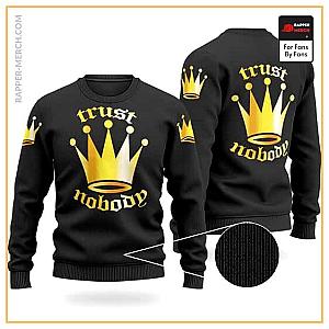 Tupac Shakur Sweatshirts - Trust Nobody Golden Crown 2Pac Makaveli Wool Sweater RM0310