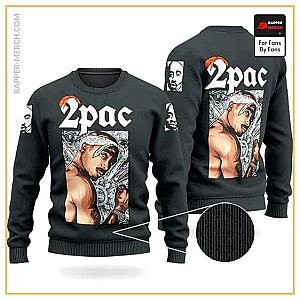 Tupac Shakur Sweatshirts - Rap Legend 2Pac Makaveli Tribute Art Black Wool Sweatshirt RM0310