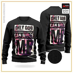 Tupac Shakur Sweatshirts - Only God Can Judge Me Crowned Tupac Silhouette Wool Sweater RM0310