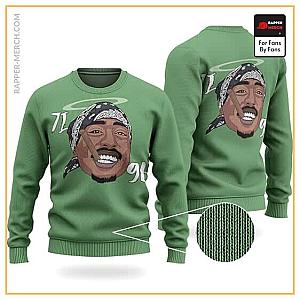 Tupac Shakur Sweatshirts - Rap Icon Smoking 2Pac Life Tribute Green Wool Sweatshirt RM0310