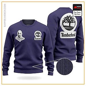 Tupac Shakur Sweatshirts - Timberland And Tupac Head Logo Awesome Blue Wool Sweater RM0310