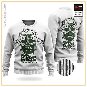 Tupac Shakur Sweatshirts - 2Pac Is Alive Skull Head Artwork Badass Wool Sweatshirt RM0310