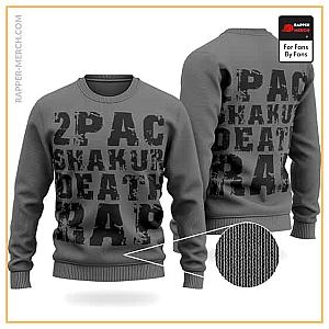 Tupac Shakur Sweatshirts - 2Pac Shakur Death Rap Typography Dark Gray Wool Sweater RM0310