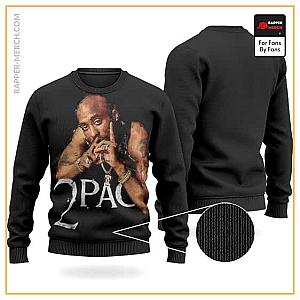 Tupac Shakur Sweatshirts - Rap Artist 2Pac Shakur Iconic Pose Wool Sweatshirt RM0310