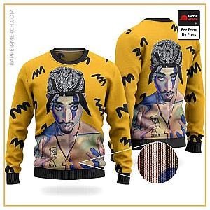 Tupac Shakur Sweatshirts - Awesome 2pac Shakur Thug Life Pose Yellow Wool Sweater RM0310