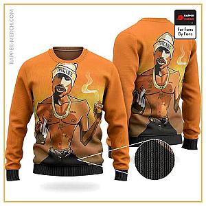 Tupac Shakur Sweatshirts - Tupac Smoking Blunt And Middle Finger Art Wool Sweatshirt RM0310