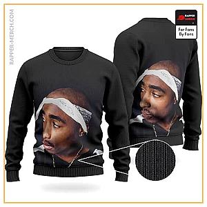 Tupac Shakur Sweatshirts - Tupac Makaveli Iconic Head Bandana Black Wool Sweater RM0310