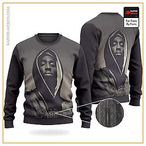 Tupac Shakur Sweatshirts - Tupac With Hoodie West Coast Rap Icon Wool Sweatshirt RM0310