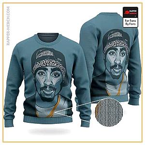 Tupac Shakur Sweatshirts - Unique Tupac Shakur Bandana Art Blue Wool Sweatshirt RM0310