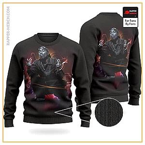 Tupac Shakur Sweatshirts - Dope 2Pac Shakur Sitting Position Rap Pose Wool Sweater RM0310