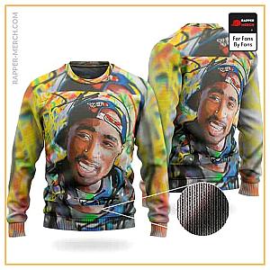 Tupac Shakur Sweatshirts - Cool 2Pac Amaru Shakur Painting Art Wool Sweatshirt RM0310