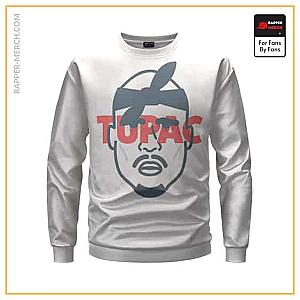 Tupac Shakur Sweatshirts - Tupac Head With Bandana Art Cool White Sweatshirt RM0310