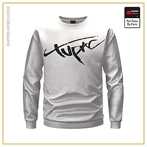 Tupac Shakur Sweatshirts - Minimalist Tupac Name Logo Art White Sweatshirt RM0310