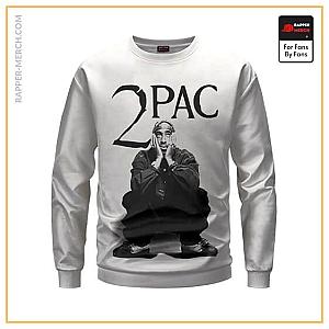 Tupac Shakur Sweatshirts - Rapper 2Pac Looking Up Monochrome Art Sweatshirt RM0310