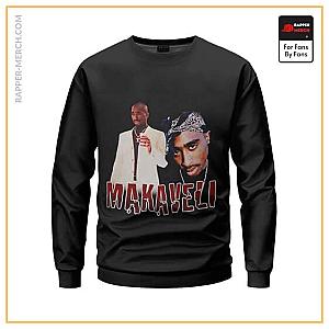 Tupac Shakur Sweatshirts - Rap Icon Tupac Makaveli Vintage Art Black Sweater RM0310