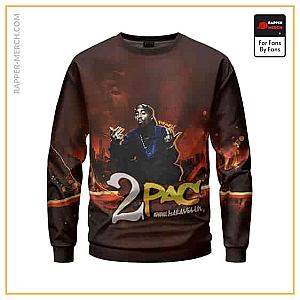 Tupac Shakur Sweatshirts - Hip-Hop Rapper Tupac Amaru Fire Art Sweatshirt RM0310