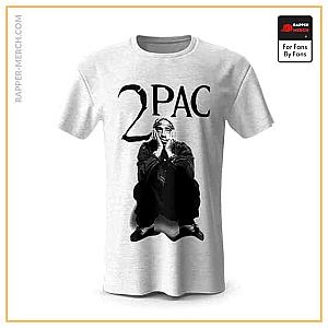 Tupac Shakur T-shirts - Tupac Makaveli Sitting Monochrome Art Shirt RM0310