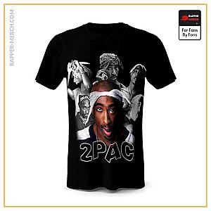 Tupac Shakur T-shirts - 2Pac Amaru Shakur Faces Black And White Tees RM0310