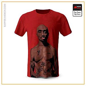 Tupac Shakur T-shirts - Thug Life Tupac Shakur Body Portrait Red Tees RM0310