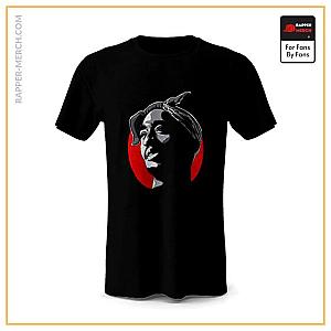 Tupac Shakur T-shirts - 2Pac Amaru Shakur Face Silhouette Black T-Shirt RM0310