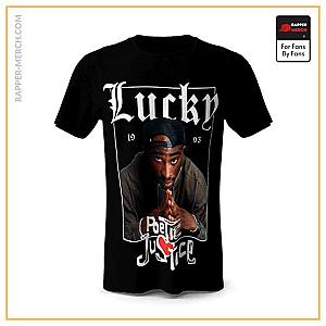 Tupac Shakur T-shirts - Poetic Justice 2Pac Lucky Cool Black T-Shirt RM0310