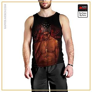 Tupac Shakur Tank Tops - Classic Tupac Makaveli Pose Artwork Tank Top RM0310