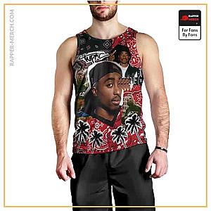 Tupac Shakur Tank Tops - Tupac Shakur Bandana Collage Sleeveless Shirt RM0310