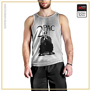 Tupac Shakur Tank Tops - Black &amp; White 2Pac Shakur Sitting Tank Top RM0310