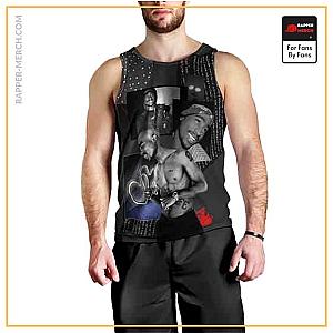 Tupac Shakur Tank Tops - Tupac Shakur Portrait Collage Black Tank Top RM0310