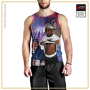 Tupac Shakur Tank Tops - Tie Dye Background 2Pac Shakur Sleeveless Shirt RM0310