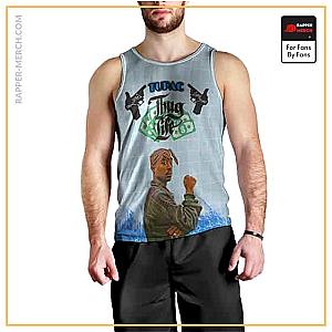 Tupac Shakur Tank Tops - Blue Flame Thug Life Tupac Shakur Tank Top RM0310