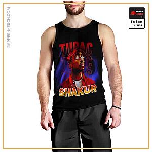 Tupac Shakur Tank Tops - Tupac Shakur Trippy Artwork Red Black Tank Top RM0310