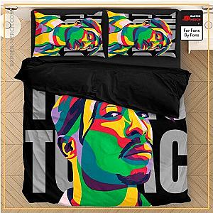 Tupac Shakur Bedding Sets - 2pac Shakur Colorized Green Red Yellow Thug Dope Black Bedding Set RM0310