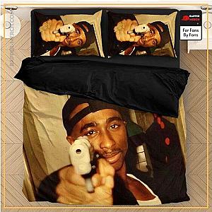 Tupac Shakur Bedding Sets - Thug 2pac Shakur Makaveli Pointing Gun Picture Bedding Set RM0310