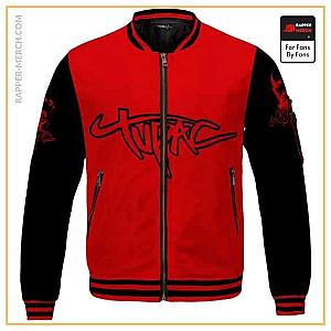 Tupac Shakur Jackets - Tupac Makaveli Face And Name Logo Red Varsity Jacket RM0310