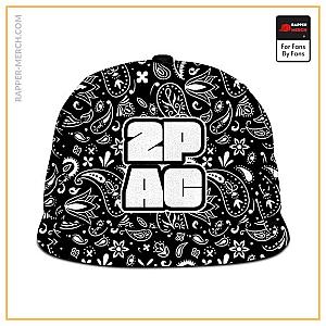 Tupac Shakur Caps - Gangsta Bandana Pattern 2Pac Logo Black &amp; White Snapback RM0310