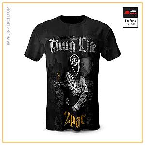 Tupac Shakur T-shirts - Thug Life Rapper 2Pac Shakur Art Black T-Shirt RM0310