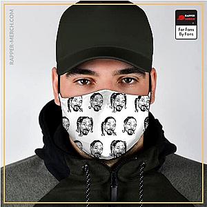 Snoop Dogg Face Masks - Monochrome Face Pattern Snoop Dogg White Cloth Face Mask RM0310